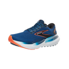 Side View of Women’s Brooks Glycerin GTS 21 running shoe in Blue/Icy Pink/Rose – featuring GuideRails® holistic support system, plush DNA LOFT v3 cushioning, and breathable engineered mesh upper.