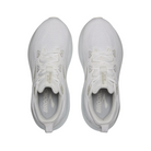 Top view of Women’s Brooks Glycerin GTS 22 running shoe in white, white, and grey – featuring padded tongue and collar for comfort, moisture-wicking lining to keep feet dry, and secure lace-up closure for locked-in fit.