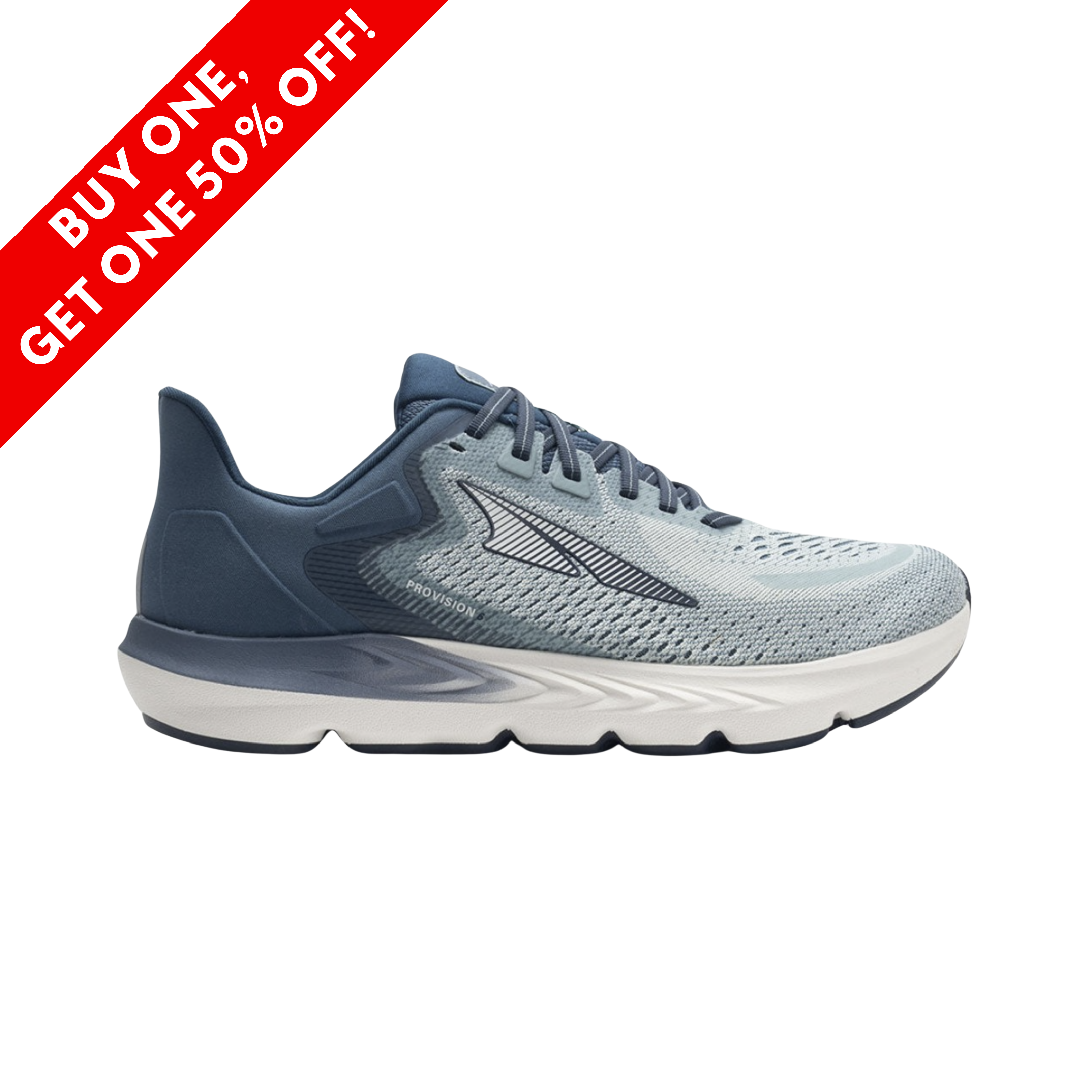 Side View of Men’s Altra Provision 6 running shoe in navy – featuring GuideRail™ support system, breathable upper, and balanced cushioning for controlled, natural strides.