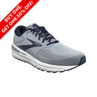 Side View of Men’s Brooks Beast 20 running shoe in blue, grey, and peacoat – featuring maximum support, soft cushioning, and GuideRails® system for motion control and stability.