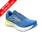 Side View of Men’s Brooks Glycerin 20 running shoe in blue, nightlife, and white – featuring nitrogen-infused DNA LOFT v3 midsole for luxurious cushioning, breathable mesh upper for a cool ride, and a smooth outsole for balanced transitions.