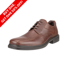 Side View of Men’s ECCO Helsinki Derby Bike Toe shoe in mink – featuring smooth full-grain leather upper with classic bike toe stitching, padded collar for added comfort, removable leather-covered insole with ECCO Comfort Fibre System™, and a lightweight PU outsole for shock-absorbing durability.