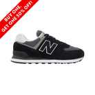 Side View of Men’s New Balance 574 sneaker in black with white and grey – featuring a suede and mesh upper for durability, ENCAP midsole cushioning for added support, and durable rubber outsole for everyday performance.