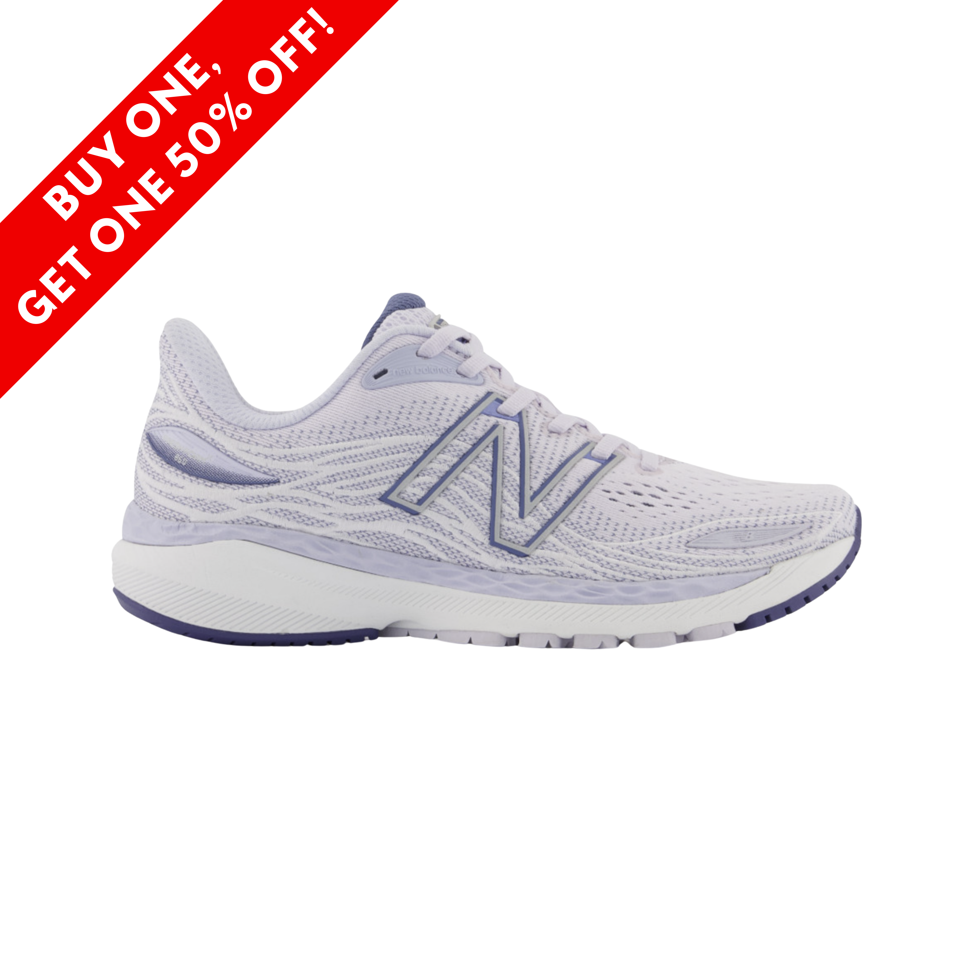 Side View of Women’s New Balance Fresh Foam x 860v12 running shoe in libra with night air – featuring a breathable engineered mesh upper, Fresh Foam X midsole for responsive cushioning, and medial post for added stability.