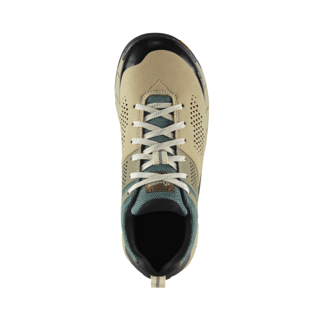 Top view of Women’s Danner Lead Time 3-inch composite toe NMT boot in turquoise – featuring padded collar and tongue for ankle comfort, moisture-wicking lining to keep feet dry, and secure lace-up closure for customized fit.