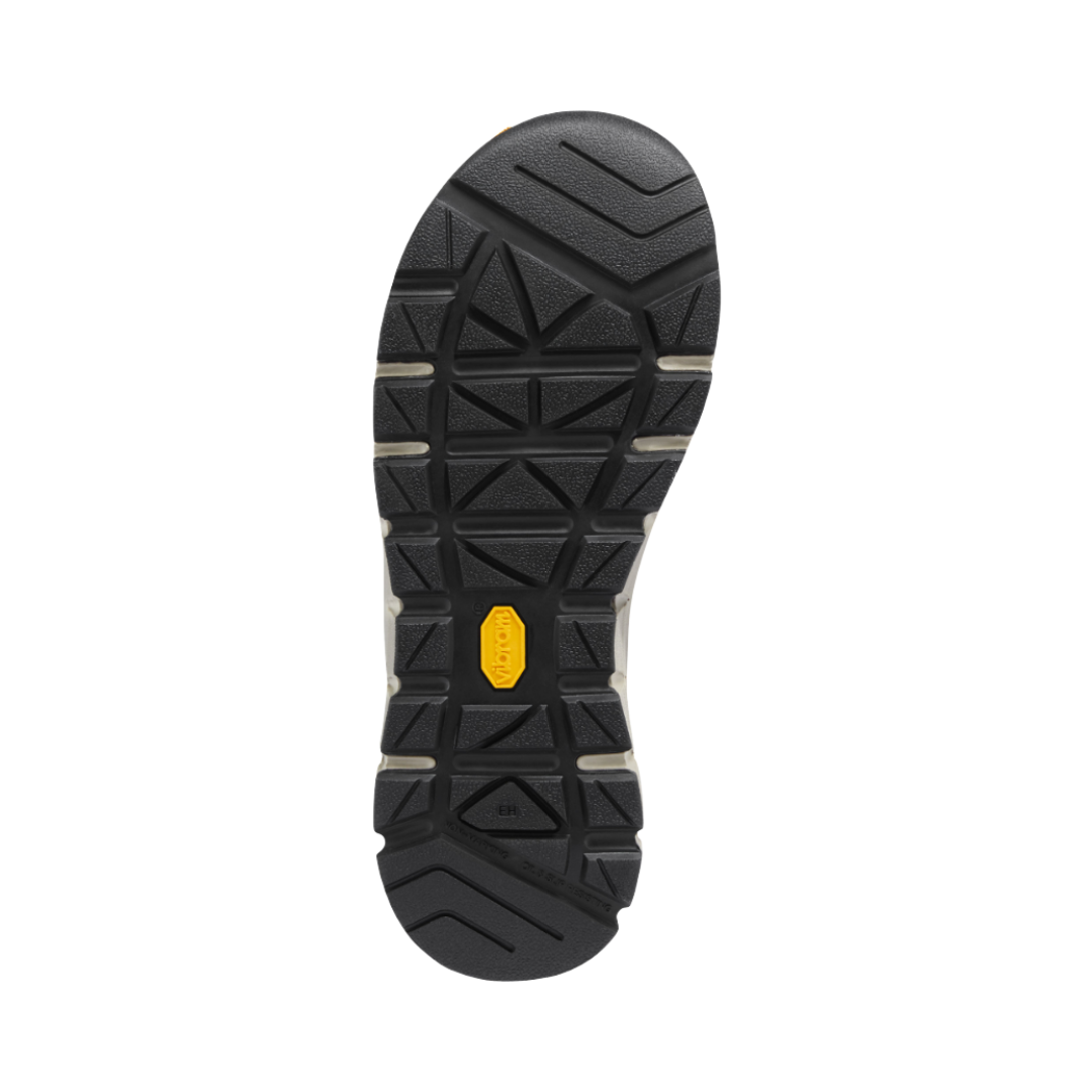 Bottom view of Women’s Danner Lead Time 3-inch composite toe NMT boot in turquoise – featuring slip-resistant rubber outsole with aggressive tread for superior traction, flexible sole for natural foot movement, and abrasion-resistant construction for durability.