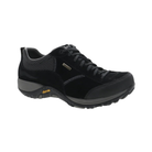 Side view of Women’s Dansko Paisley athletic shoe in all black – featuring breathable mesh and leather upper, cushioned midsole, and durable outsole.