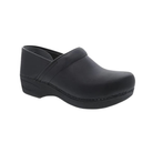 Side view of Women’s Dansko XP 2.0 waterproof casual shoe in black – featuring waterproof leather upper, padded collar, cushioned insole for support, and slip-resistant outsole.