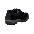 Angled view of Women’s Dansko Paisley shoe in black suede – featuring waterproof suede material, side stitching details, and supportive midsole for daily walking comfort.