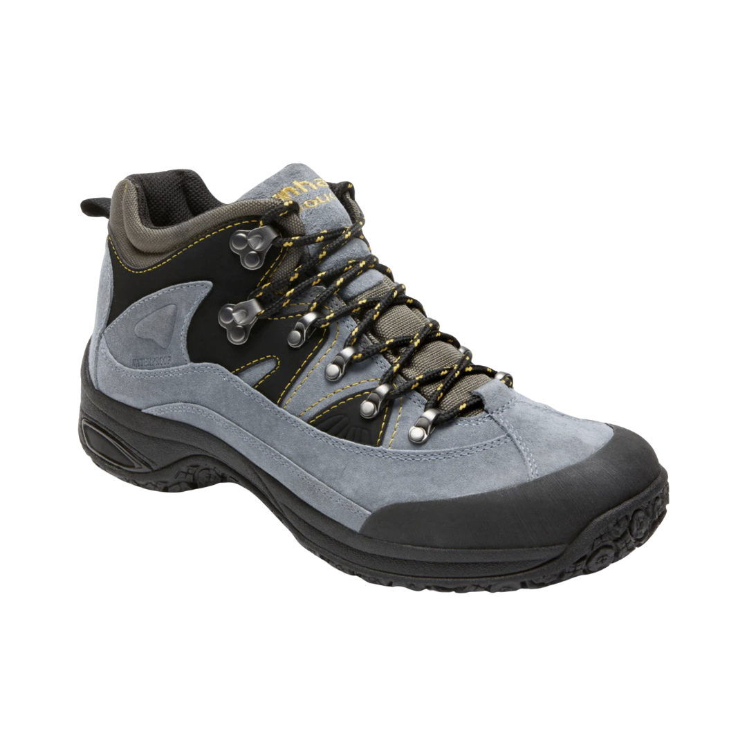 Side View of Men’s Dunham Cloud Waterproof Boot in slate – featuring a seam-sealed waterproof construction for protection in wet conditions, lightweight EVA midsole for cushioned comfort, and a rugged rubber outsole for dependable traction on diverse terrain.