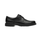 Side  view of Men’s Dunham Jericho Oxford dress shoe in black – featuring leather upper, cushioned footbed, durable outsole, and classic oxford styling.