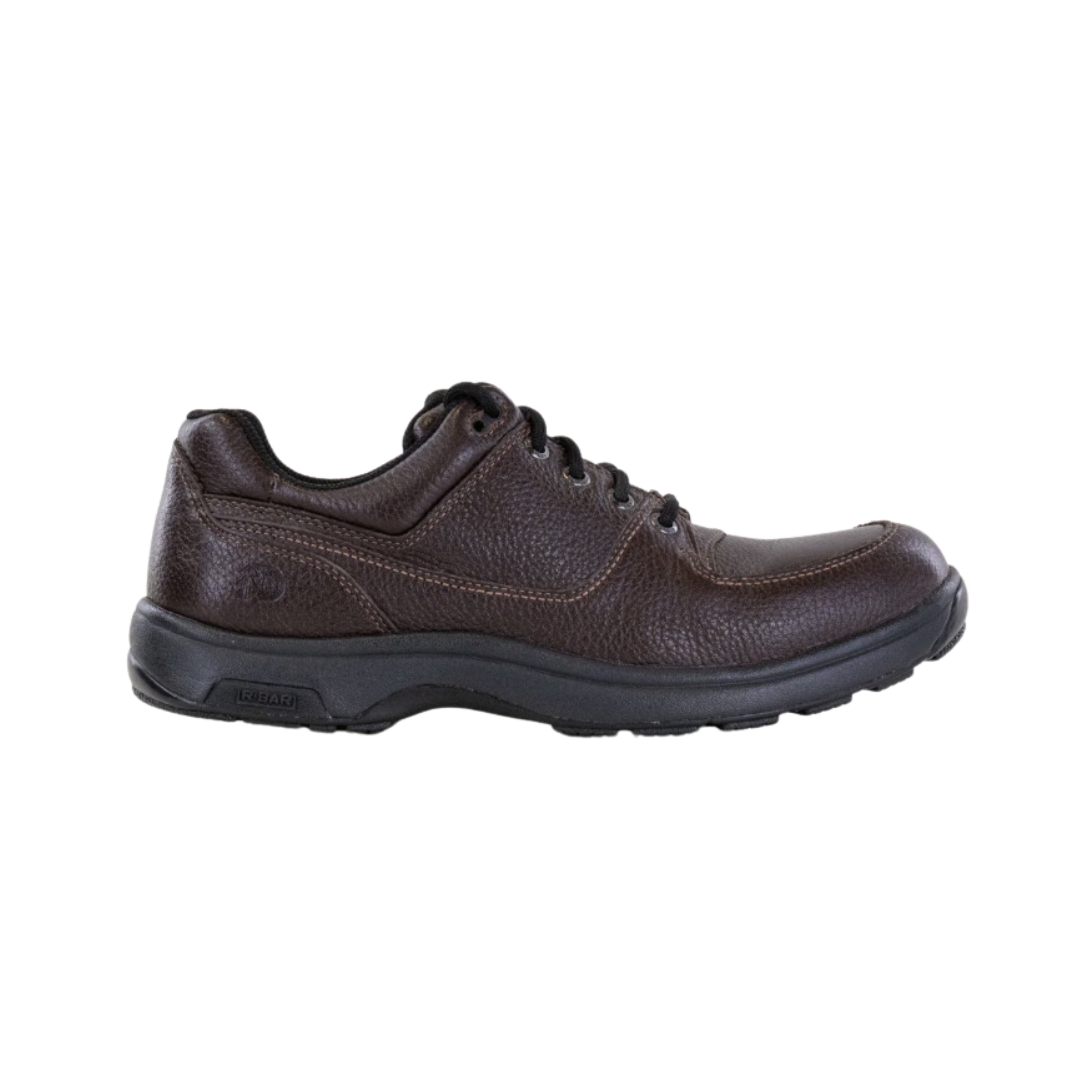 Side view of Men’s Dunham Windsor Oxford casual dress shoe in brown – featuring smooth leather upper with classic oxford styling, cushioned footbed, flexible sole for comfort, breathable lining, and durable outsole for daily wear.