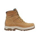 Side View of Men’s Dunham 8000 Works Waterproof 6-Inch Plain Toe Boot in wheat nubuck – featuring waterproof seam-sealed construction, supportive 6-inch shaft height for ankle protection, and durable nubuck leather upper designed for tough conditions.