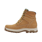 Side View of Men’s Dunham 8000 Works Waterproof 6-Inch Plain Toe Boot in wheat nubuck – featuring waterproof seam-sealed construction, supportive 6-inch shaft height for ankle protection, and durable nubuck leather upper designed for tough conditions.