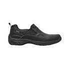 Side View of Men’s Dunham Cloud Plus Waterproof Slip-On shoe in black – featuring waterproof leather construction, cushioned midsole for shock absorption, and a low-profile silhouette ideal for versatile everyday wear.