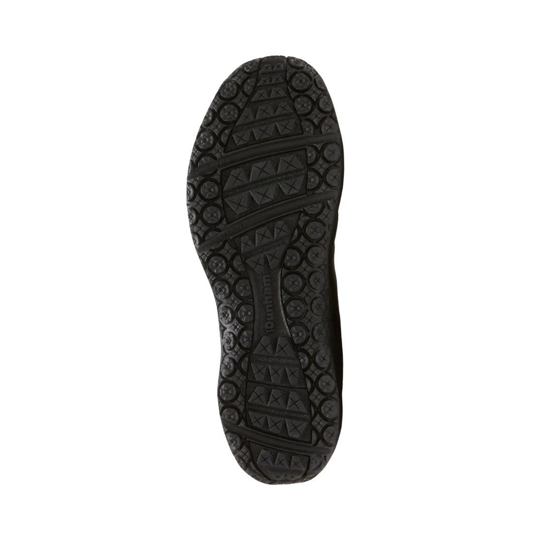 Bottom View of Men’s Dunham Cloud Waterproof Boot in slate – featuring a durable, slip-resistant rubber outsole with multi-directional tread for traction on wet or uneven surfaces.