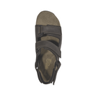 Top View of Men’s Dunham St. Johnsbury Sandal in brown leather – featuring cushioned footbed with contoured arch support, smooth leather straps for durability, and open construction for breathability and flexibility.