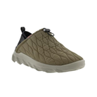 Angled view of Men’s Ecco MX M Q-Slip slip-on sneaker in tarmac – featuring premium leather upper with easy slip-on design, cushioned footbed with anatomical arch support to reduce fatigue, lightweight midsole with shock absorption, flexible outsole for natural movement, breathable lining, and modern styling for casual and active wear.