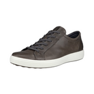 Side View of Men’s ECCO Soft 7 Sneaker in Titanium – featuring premium nubuck leather upper for modern style, FLUIDFORM™ sole construction for lightweight cushioning, and low-top design for versatile everyday wear.
