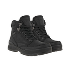 Side View of Women’s ECCO Track 25 Boot in Black – featuring full-grain leather upper for durability, GORE-TEX® waterproof lining for weather protection, and dual-density PU/TPU outsole for rugged traction.