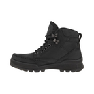Side View of Women’s ECCO Track 25 Boot in Black – featuring full-grain leather upper for durability, GORE-TEX® waterproof lining for weather protection, and dual-density PU/TPU outsole for rugged traction.