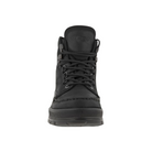 Front View of Women’s ECCO Track 25 Boot in Black – featuring full-grain leather upper for durability, GORE-TEX® waterproof lining for weather protection, and dual-density PU/TPU outsole for rugged traction.