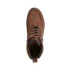 Top View of Men’s ECCO Track 25 Boot in Bison – featuring padded leather and textile collar for ankle support, metal eyelets with secure lacing system, and soft moisture-wicking lining for all-day comfort.