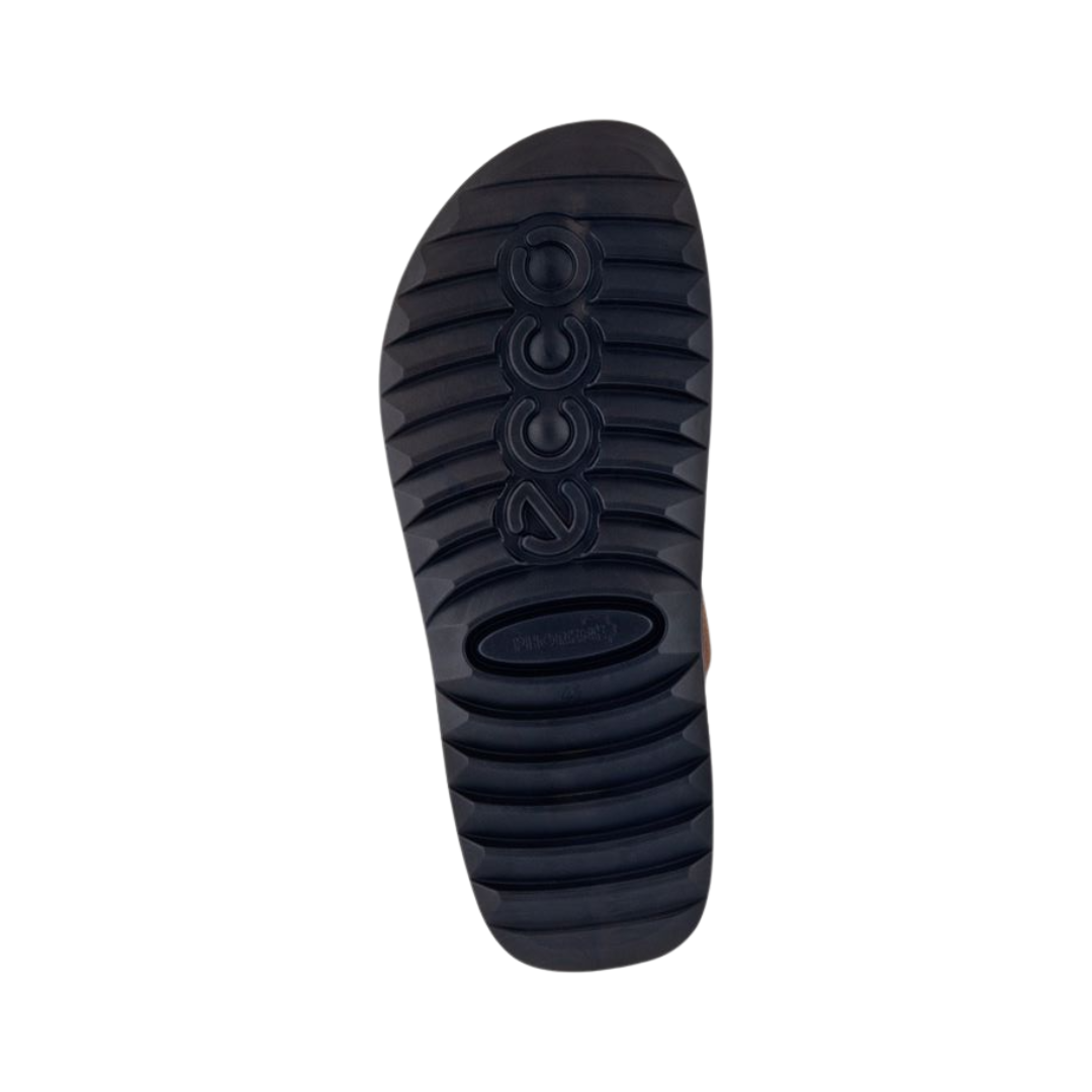 Bottom View of Men’s ECCO 2nd Cozmo Slide Sandal in Tuscany – featuring grippy PU outsole with subtle tread pattern, durable construction for daily wear, and flexible design for natural movement.
