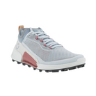 Angled View of Women’s ECCO BIOM 2.1 X Country Low Trail Shoe in Air/Shadow White – featuring athletic silhouette, trail-ready performance materials, and neutral colorway for versatile outdoor wear.
