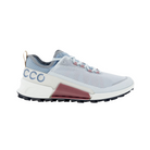 Side View of Women’s ECCO BIOM 2.1 X Country Low Trail Shoe in Air/Shadow White – featuring BIOM® Natural Motion technology for a close-to-the-ground feel, ECCO PHORENE™ midsole for lightweight energy return, and breathable mesh upper with synthetic overlays for support.