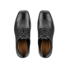Top view of Men’s Ecco Helsinki 2 Bike Toe Derby shoe in black – featuring padded collar and tongue for comfort, breathable lining to keep feet dry, and traditional lace-up closure for secure fit.