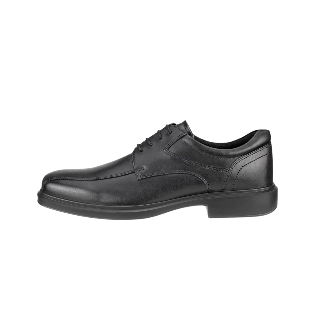 Side view of Men’s Ecco Helsinki 2 Bike Toe Derby shoe in black – featuring premium leather upper with classic bike toe detailing, cushioned footbed for all-day comfort, and durable sole designed for reliable wear.