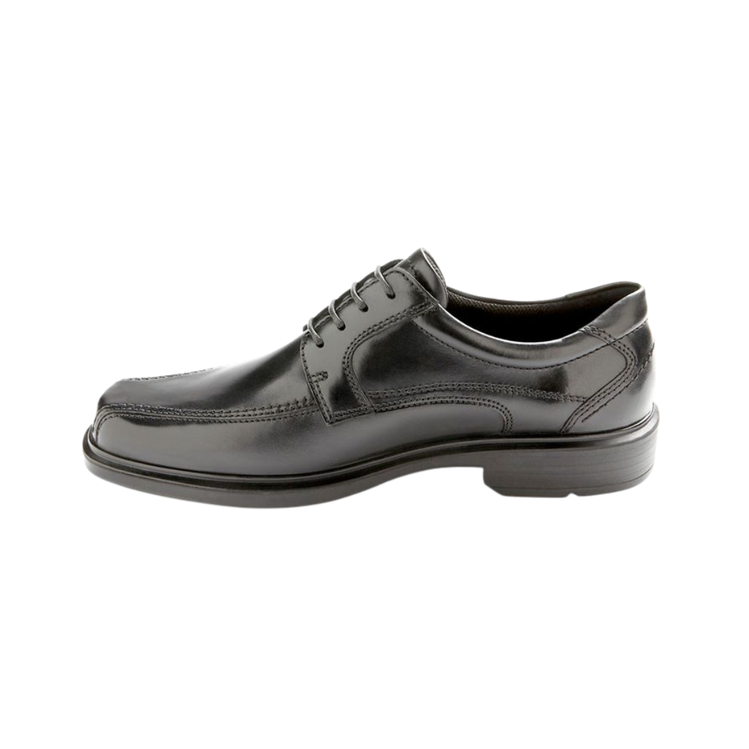 Side View of Men’s ECCO Helsinki Bike Toe Lace Dress Shoe in Black – featuring polished leather upper for a professional look, lace-up closure for secure fit, and classic bike toe design for timeless style.