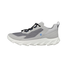 Side View of Men’s ECCO MX Low Shoe in Concrete/Silver Grey – featuring breathable textile upper with synthetic overlays for support, ECCO FLUIDFORM™ midsole for lightweight cushioning, and rugged motocross-inspired outsole for traction.