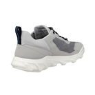 Angled View of Men’s ECCO MX Low Shoe in Concrete/Silver Grey – featuring sporty low-cut silhouette, technical styling for active wear, and neutral tones for everyday versatility.