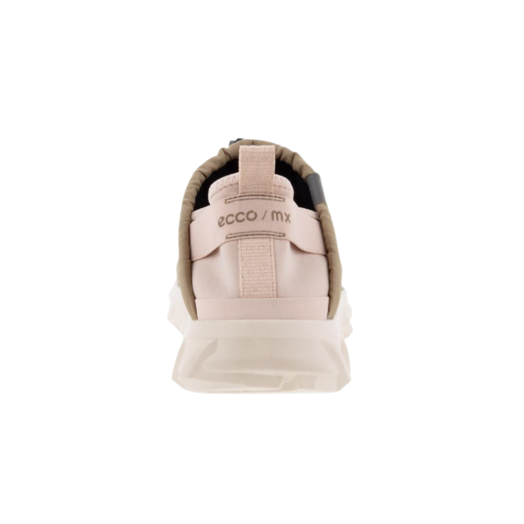 Back View of Women’s ECCO MX Q-Slip Shoe in Nutmeg Brown – featuring reinforced heel area for support, pull tab for easy entry, and clean layered detailing for a modern aesthetic.