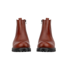 Front view of Women’s Ecco Modtray ankle boot in cognac – featuring rounded toe with smooth leather finish, subtle stitching accents, and clean design for versatile styling.