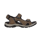 Side View of Men’s ECCO Offroad Lite Sandal in Dark Clay – featuring nubuck leather upper with textile lining, RECEPTOR® technology for enhanced stability, and adjustable straps for a secure fit.