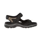 Side view of Women’s Ecco Offroad Yucatan hiking sandal in black and mole – featuring premium leather and textile upper for durability and breathability, adjustable straps for a customizable fit, and cushioned footbed for all-day comfort.