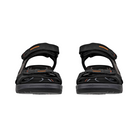 Front View of Men’s ECCO Offroad Yucatan Hiking Sandal in Black/Mole/Black – featuring wide forefoot straps for secure fit, breathable open-toe construction, and ergonomic footbed for walking comfort.