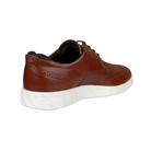 Angled View of Men’s ECCO S-Lite Hybrid Brogue Shoe in Cognac – featuring slim, modern profile, intricate broguing for classic appeal, and soft leather finish for premium style.