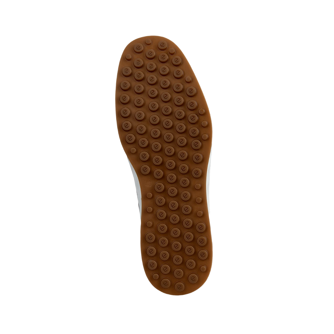 Bottom view of Men’s Ecco S-Lite moccasin in cognac – featuring durable rubber outsole with textured grip for reliable traction, flexible design to support natural gait, and abrasion-resistant construction for lasting wear.