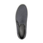 Top view of Women’s Ecco Soft 7 Low Bootie in dark shadow and diffuse – featuring padded collar for ankle comfort, breathable lining to keep feet dry, and secure lace-up closure for a snug fit.