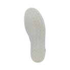 Bottom View of Women’s ECCO Soft 7 Sneaker in Pure White/Gold – featuring durable rubber outsole for traction, low-profile tread for casual wear, and flexible construction for easy movement.