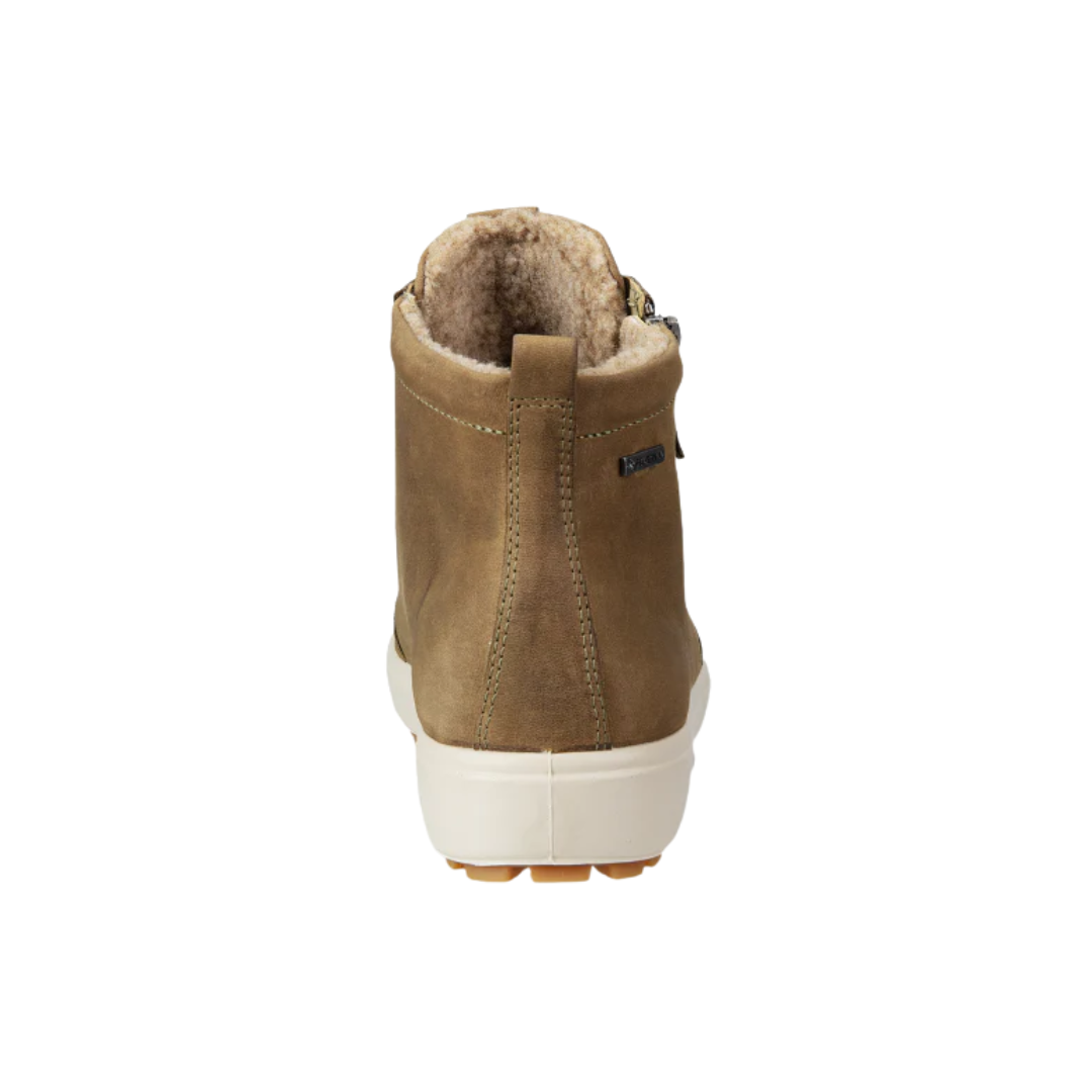 Back View of Women’s ECCO Soft 7 Tred GTX High Boot in Sage – featuring reinforced heel for added support, pull tab for easy entry, and tonal outsole for a streamlined look.