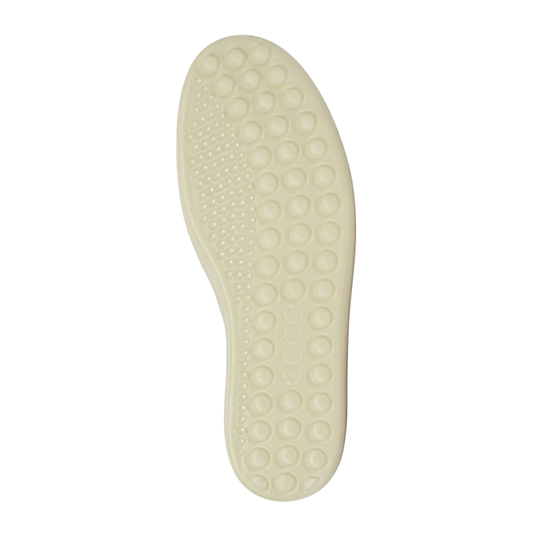 Bottom view of Women’s Ecco Soft 7 Woven Slip-On in taupe – featuring durable rubber outsole with textured grip for reliable traction, flexible design to support natural foot motion, and abrasion-resistant construction for lasting wear.