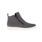Side view of Women’s Ecco Soft 7 Zip Bootie in gravity – featuring premium soft leather upper with side zipper for easy on and off, cushioned footbed for all-day comfort, and sleek silhouette perfect for casual and dressy occasions.
