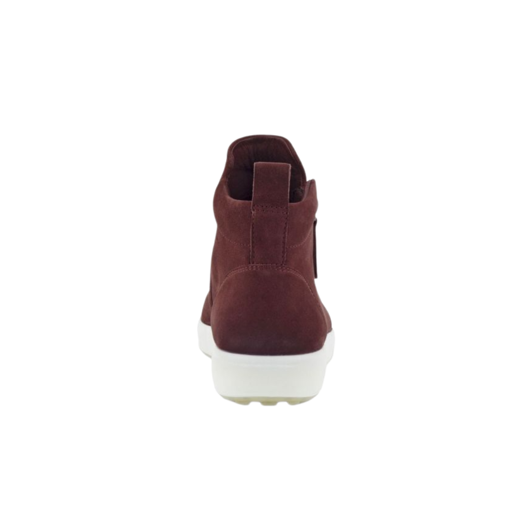Back View of Women’s ECCO Soft 7 Zip Bootie in Andorra – featuring reinforced heel for stability, subtle seam detailing, and tonal color finish for a clean, streamlined look.