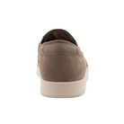 Back view of Men’s Ecco Street Lite Slip-On in taupe – featuring padded heel collar for rearfoot cushioning and support, flexible sole for ease of movement, pull tab for easy on and off, and subtle branding details.