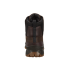 Back view of Men’s Ecco Track 25 plain toe boot in coffee – featuring padded heel collar for rearfoot cushioning and support, pull tab for easy on and off, and subtle branding details.